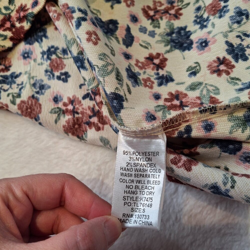 Umgee Floral Corduroy Dress Sz S Button Front Babydoll Western Boho Cowgirl - Picture 10 of 16
